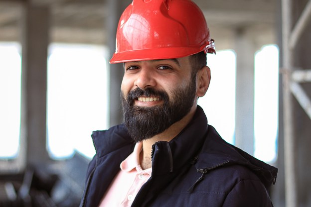 Male happy construction worker